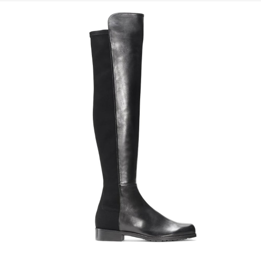 Stuart Weitzman Over the Knee 5050 Boot in Black Napa Leather, Size 8.5